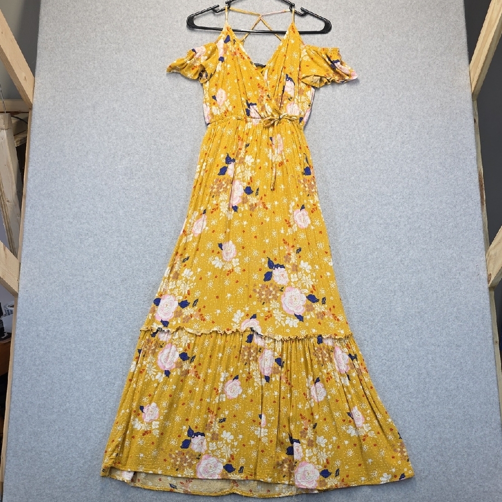 Love Clothing Mustard Yellow Floral Maxi Dress XS